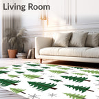 Forest Green Pine Snowflakes Repeat Rug