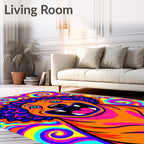 Psychedelic Orange Lion Swirl Rug