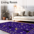 Deep Purple Reindeer Snowflake Border Rug