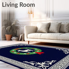 Navy Blue Wreath Dog Festive Border Rug