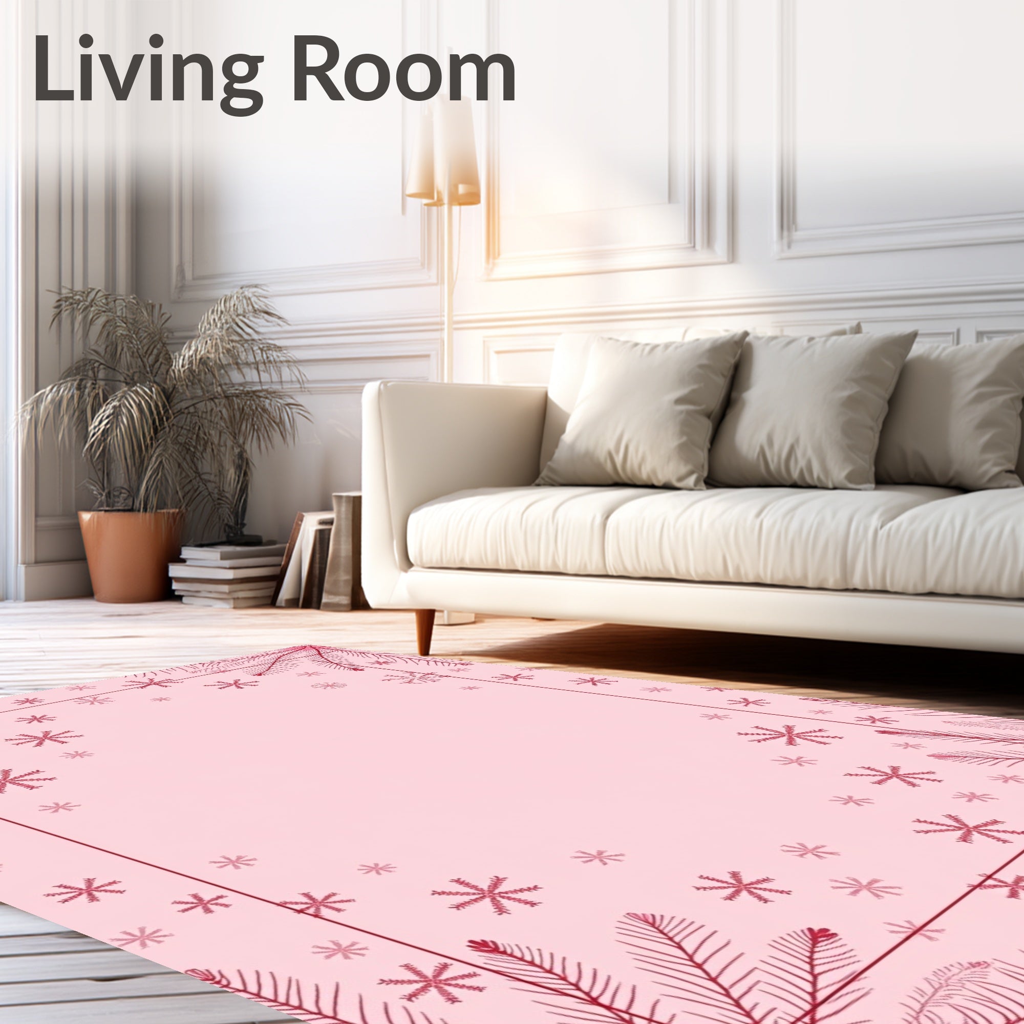 Crimson Snowflake Pine Border Rug