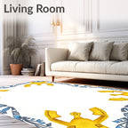 Golden Blue Celestial Star Border Rug