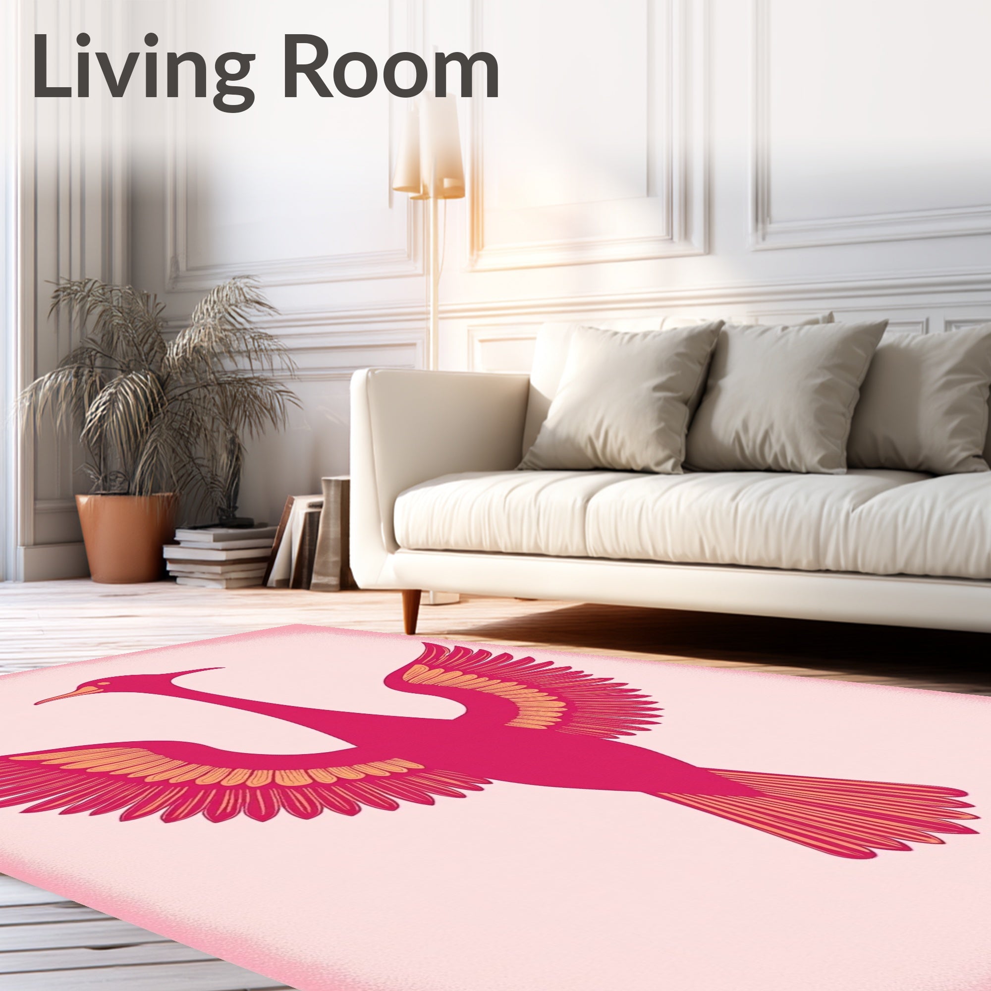 Pink Flamingo Winged Bird Aura Rug