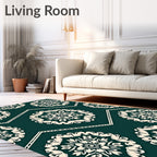Deep Teal Medallion Zigzag Rug