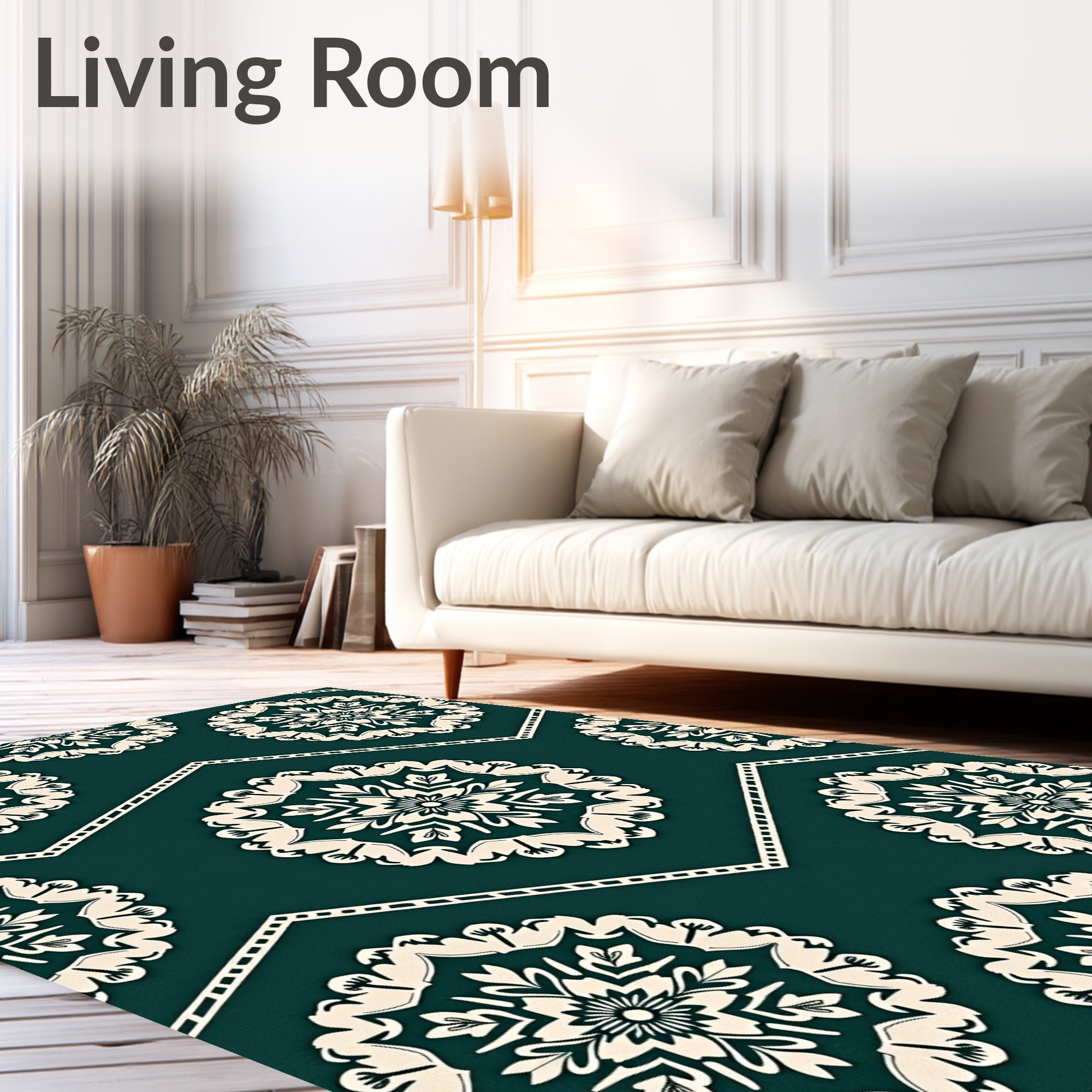 Deep Teal Medallion Zigzag Rug