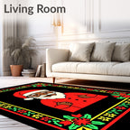Joyful Santa Claus Festive Border Red Rug