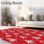White Vintage Trees on Red Rug