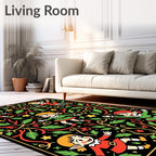 Festive Elf Swirl Foliage Black Rug