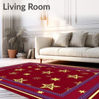 Crimson Gold Star Medallion Border Rug