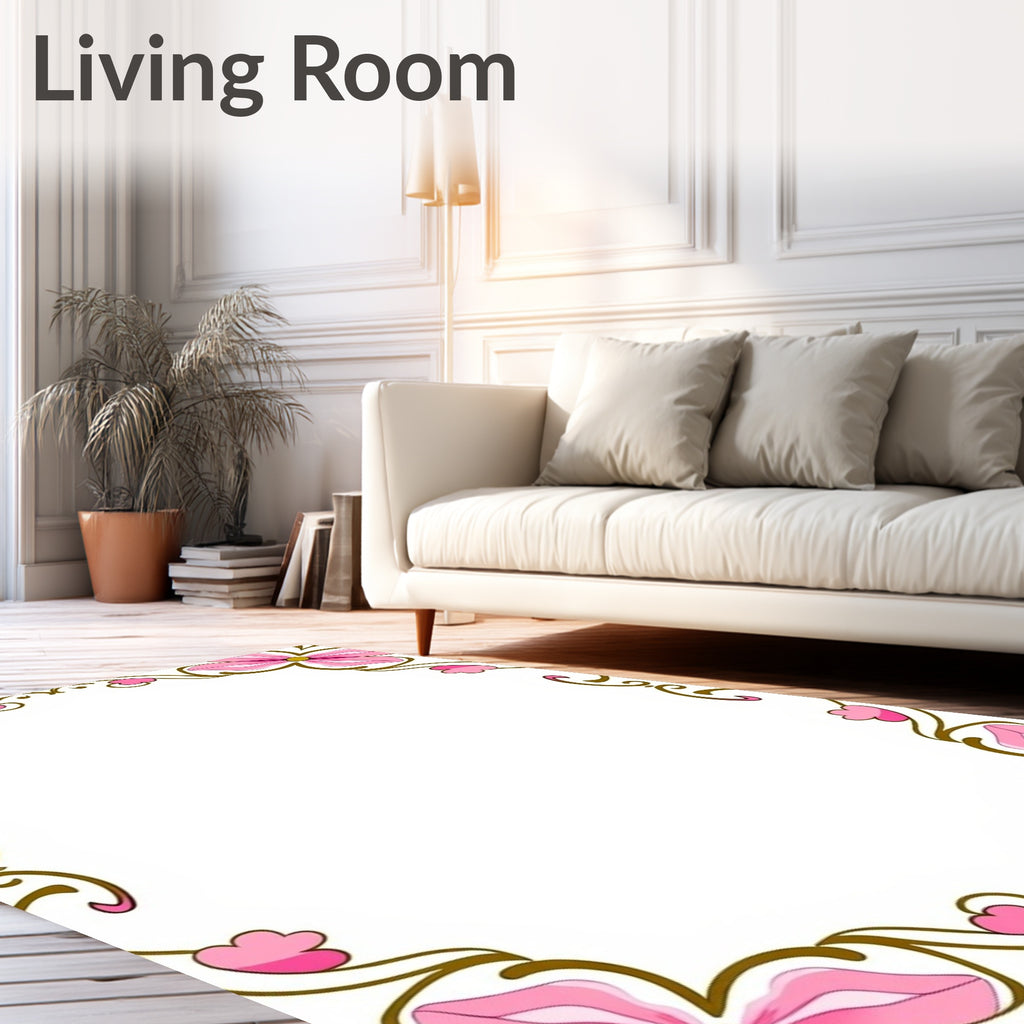 Pink floral vine corner border Rug