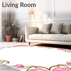 Pink floral vine corner border Rug
