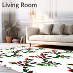 Festive Red Holly Berry Garland Rug