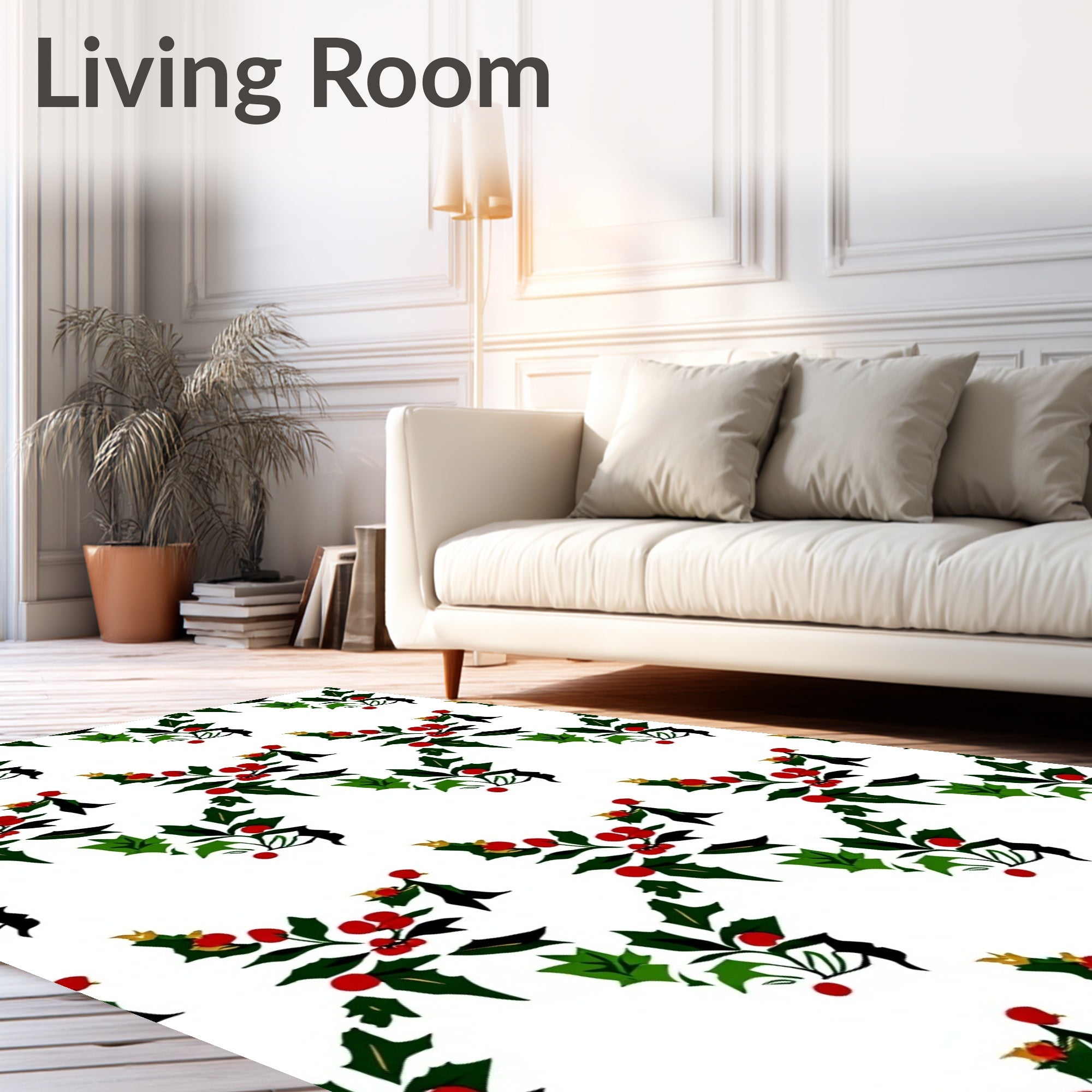Festive Red Holly Berry Garland Rug