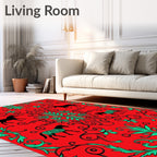Red Horses And Zebras Baroque Rug