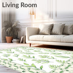 Light Green Leafy Border Botanical Rug