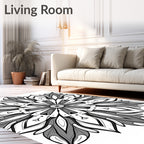 Monochromatic Floral Mandala Bloom Rug