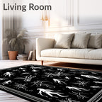 Creepy White Figures Black Field Collection Rug