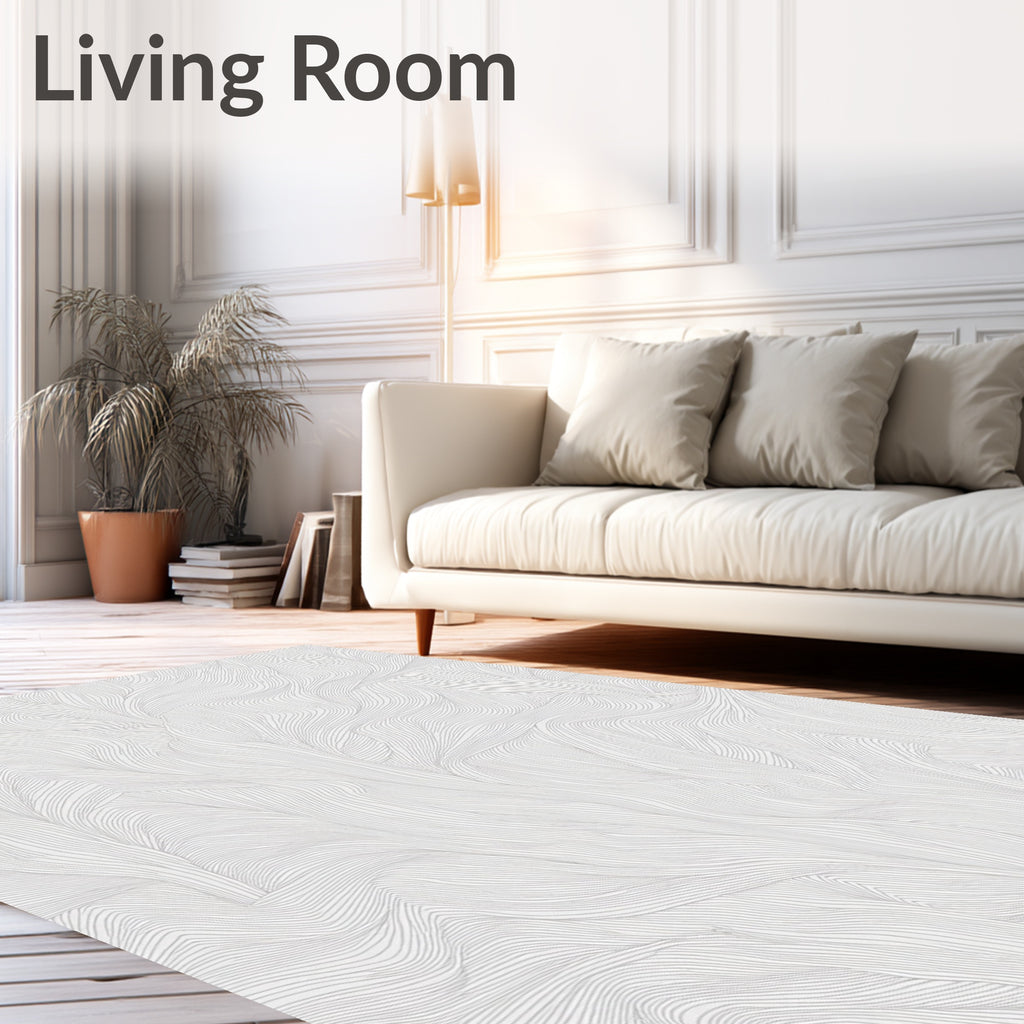 Abstract White Flowing Lines Rug