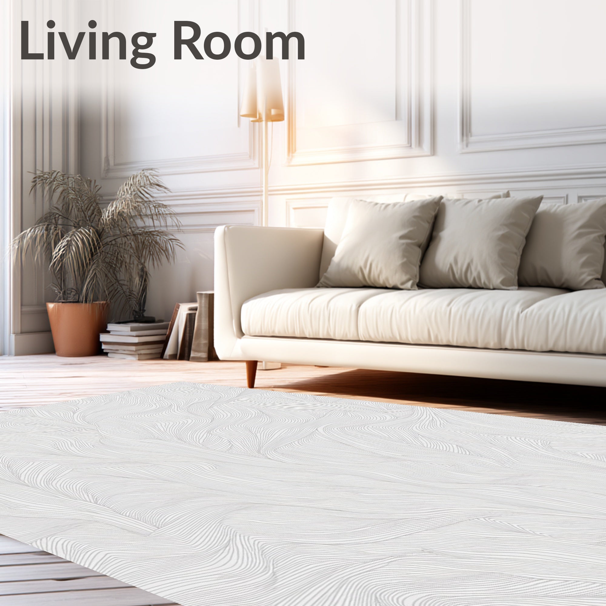 Abstract White Flowing Lines Rug
