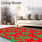 Red Green Treble Clef Music Collage Rug