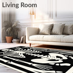 Black White Human Skeleton Illustration Rug