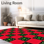 Crimson Red Black Neon Geometric Rug