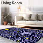 Lavender Cat Under Yellow Moon Stars Rug