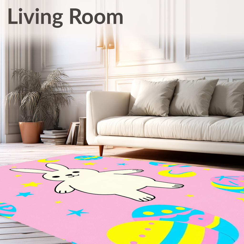 Whimsical Bunny Stars and Eggs Rug