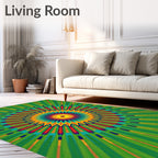 Vibrant Starburst Geometric Green Rug