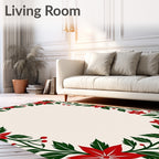 Rustic Red Floral Holiday Border Rug