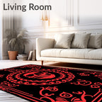 Crimson Skull Mandala Border Rug
