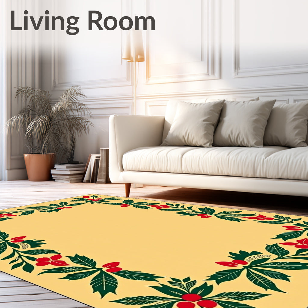 Crimson Berry Vine Botanical Border Rug