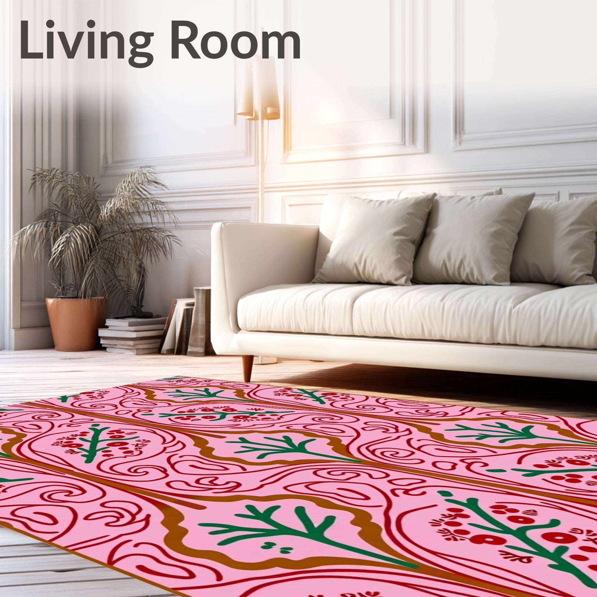 Pink Floral Tree Vines Rug