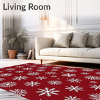 Winter White Snowflake Collage Background Rug
