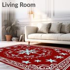 Deep Crimson Ice Bloom Rug