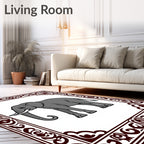 Rustic Elephant With Ornate Border Rug