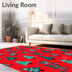 Forest Green Christmas Trees Candy Canes Rug