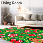 Festive Gingerbread Man Candy Swirl Stars Rug