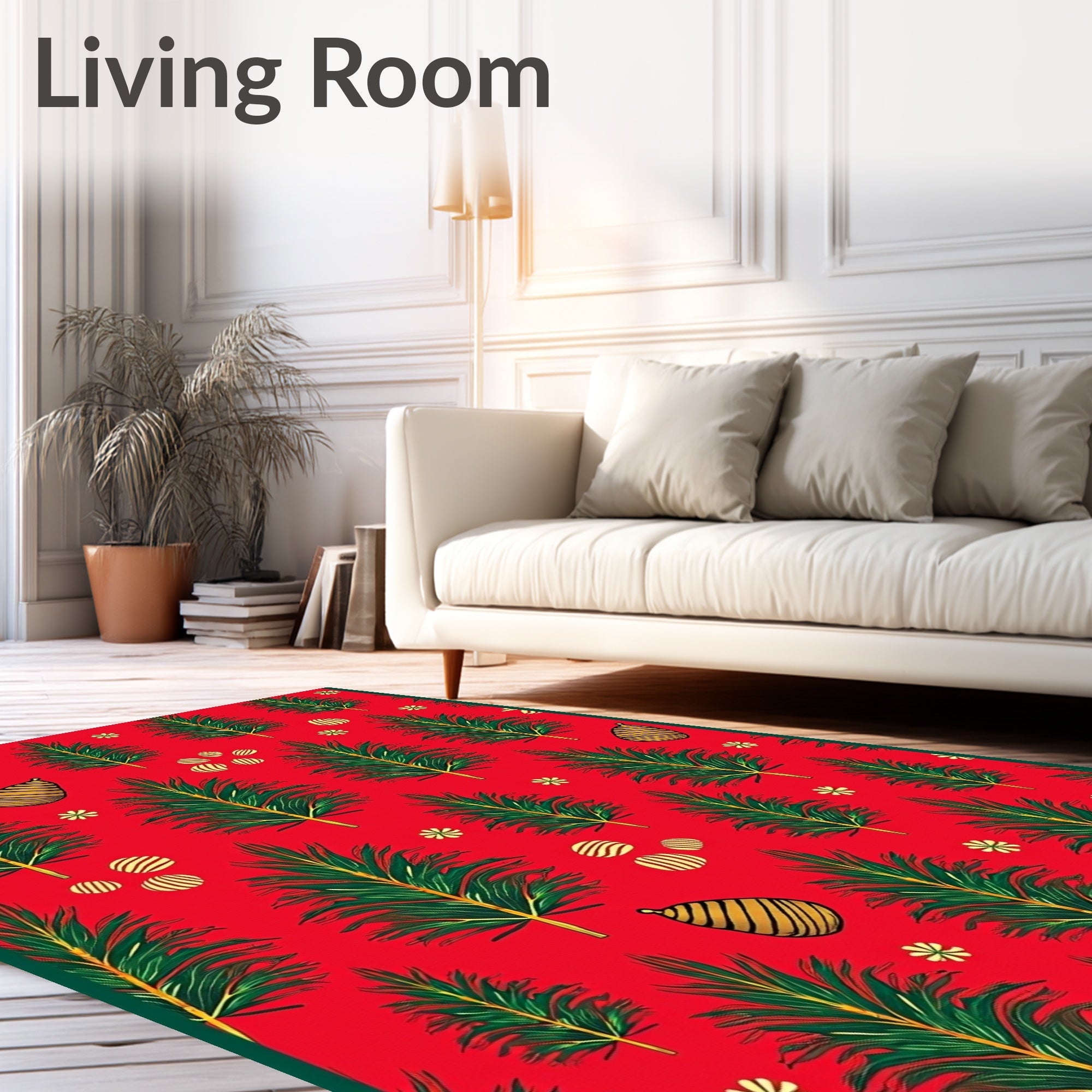 Red Pine Christmas Ornament Collection Rug