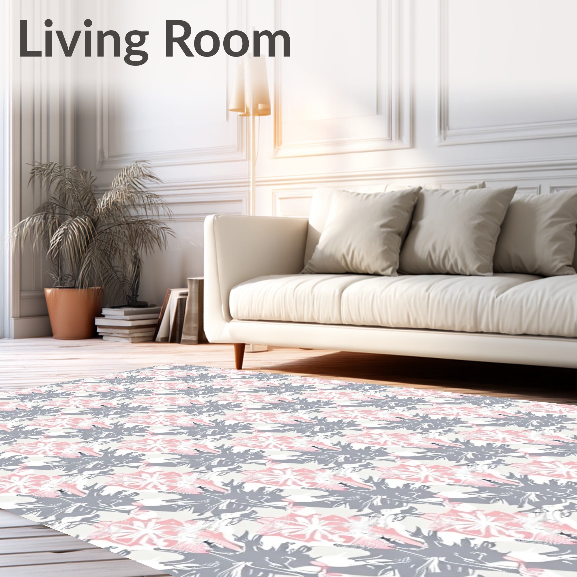 Soft Petal Gray Pink Medallion Rug