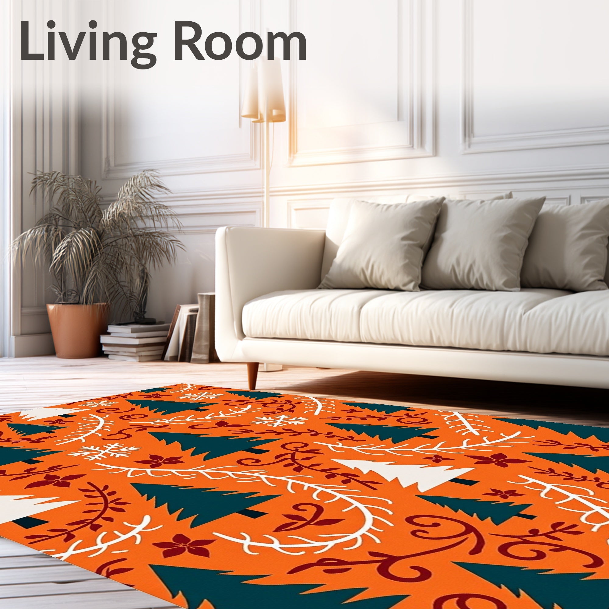 Orange Spruce Snowflake Garland Rug