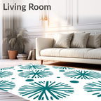 Teal Sunburst Dot Mid-Century Rug