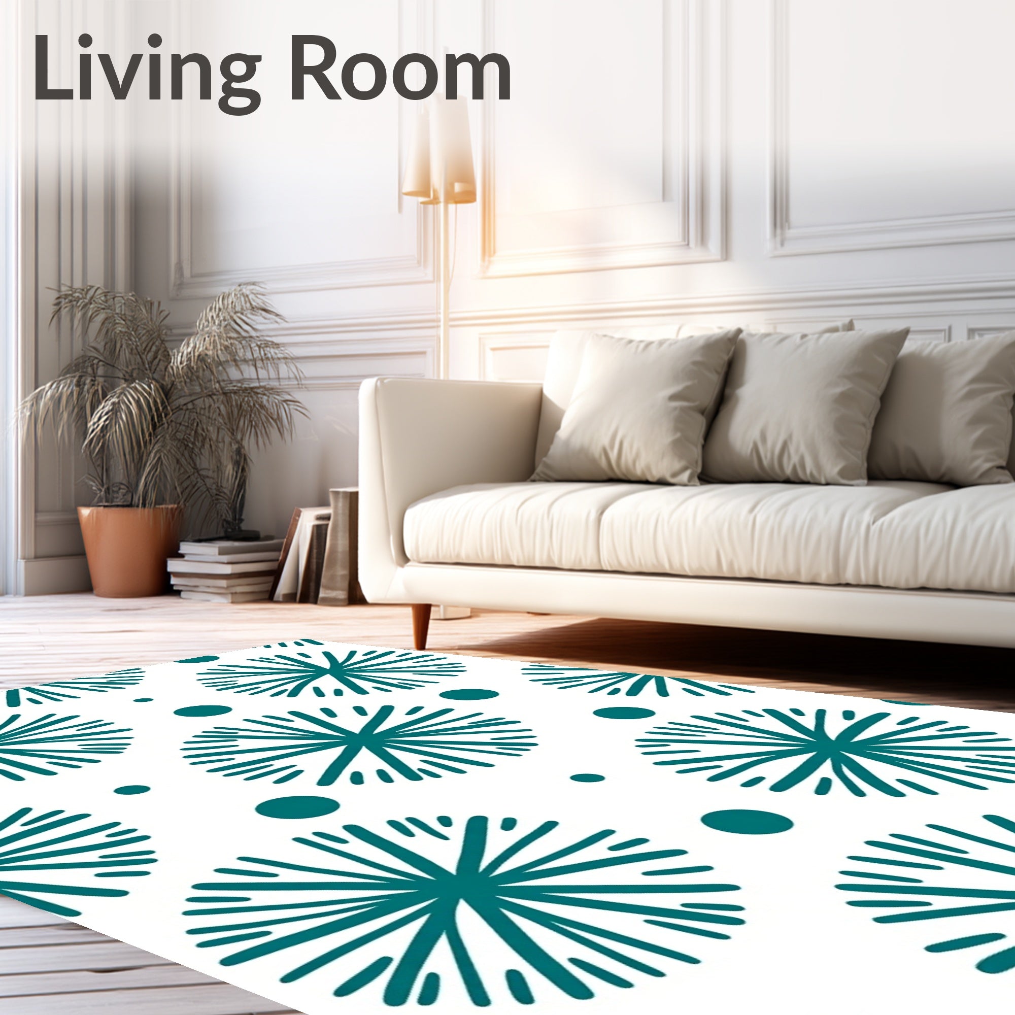 Teal Sunburst Dot Mid-Century Rug