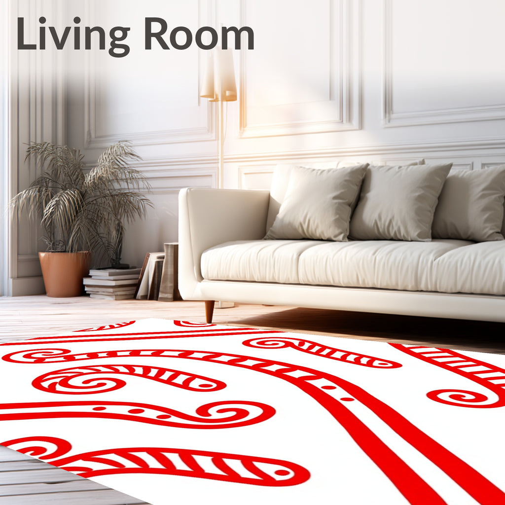 Crimson Swirl Candy Cane Holiday Rug