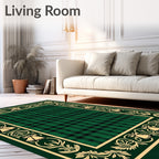 Emerald Green Plaid Bordered Bells Rug