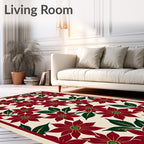 Crimson Red Floral Garden Rug