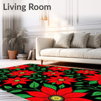 Bold Red Floral Vine Botanical Rug
