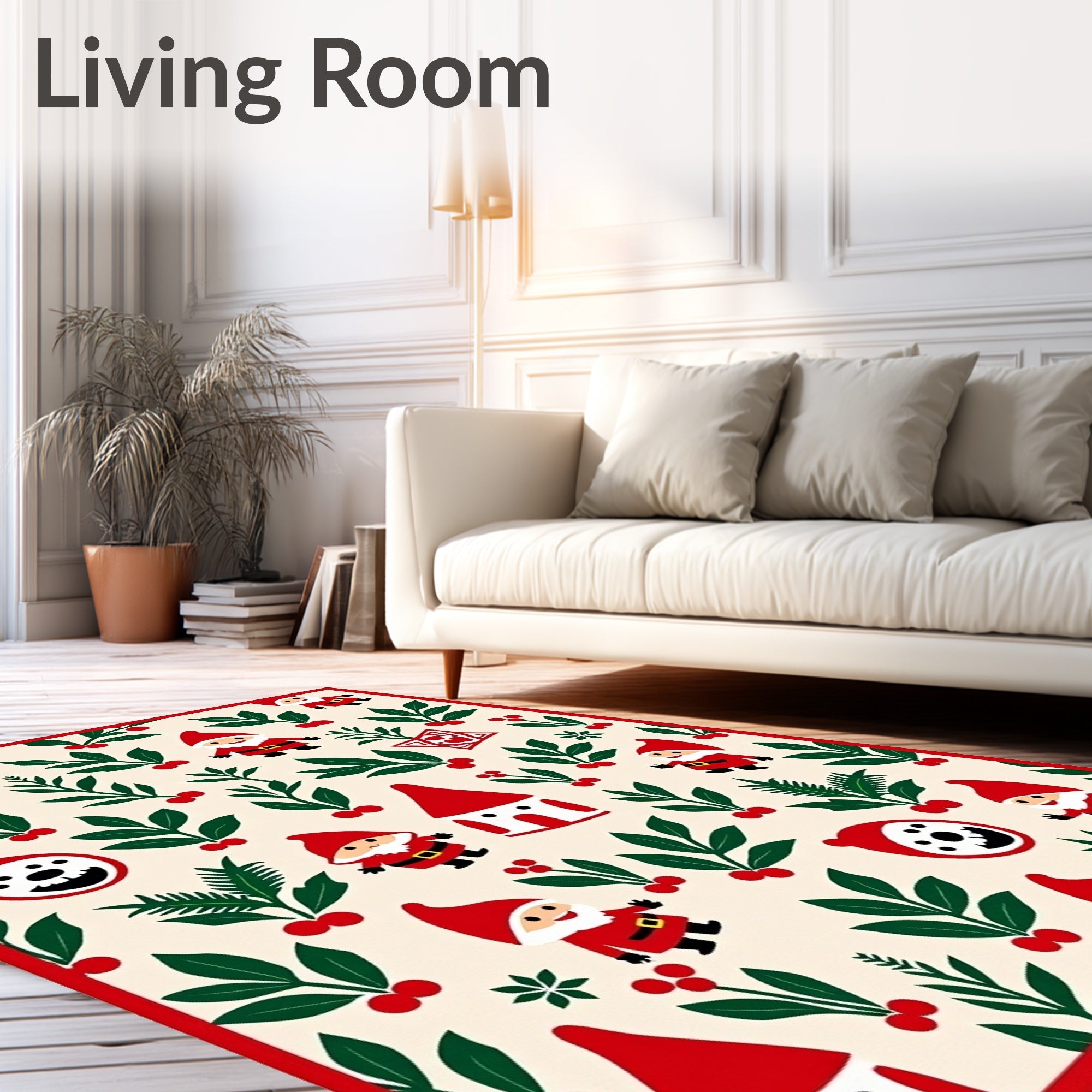 Whimsical Red Gnome Berry Garland Rug