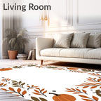 Autumn Pumpkin Leaf Border Rug