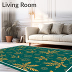 Golden Leafy Branches with Mandalas Rug